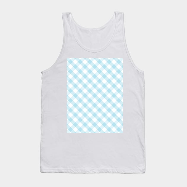 Light Blue and White Check Gingham Plaid Tank Top by squeakyricardo